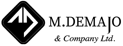 Logo for M. DEMAJO & Company Ltd., featuring a black diamond-shaped emblem with abstract MD initials.