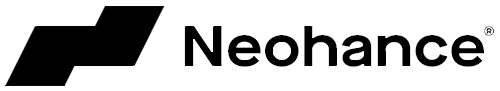 Neohance brand logo featuring black geometric shapes and the word Neohance.