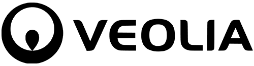 Veolia logo with circular emblem and the VEOLIA wordmark beside it; corporate brand symbol.